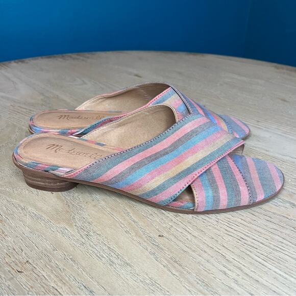 Madewell The Ruthie Crisscross Mule Rainbow Stripe Size 8 - Picture 2 of 8
